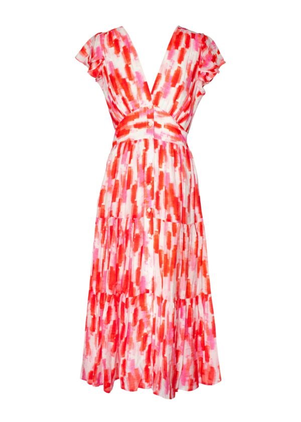 Gatsby Midi Dress - Red Splash - Image 4