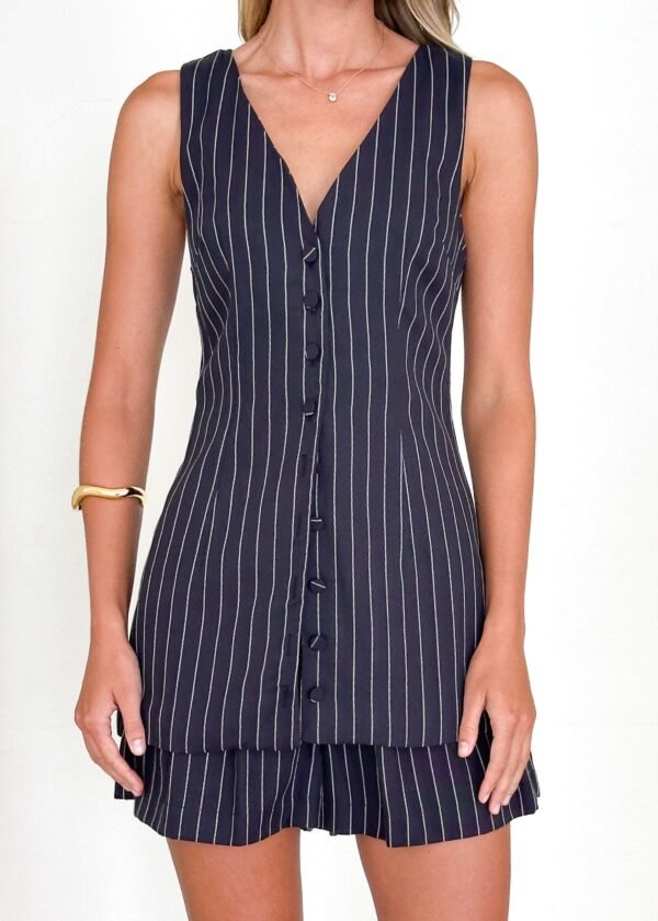 Portofino Vest Top - Navy Pinstripe - Image 6