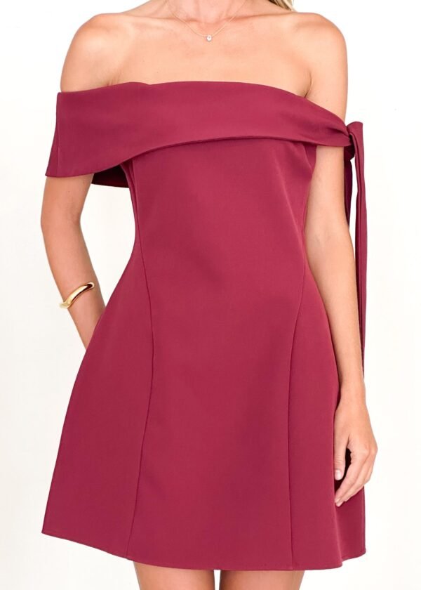 Totem Off Shoulder Dress - Wine - Image 6