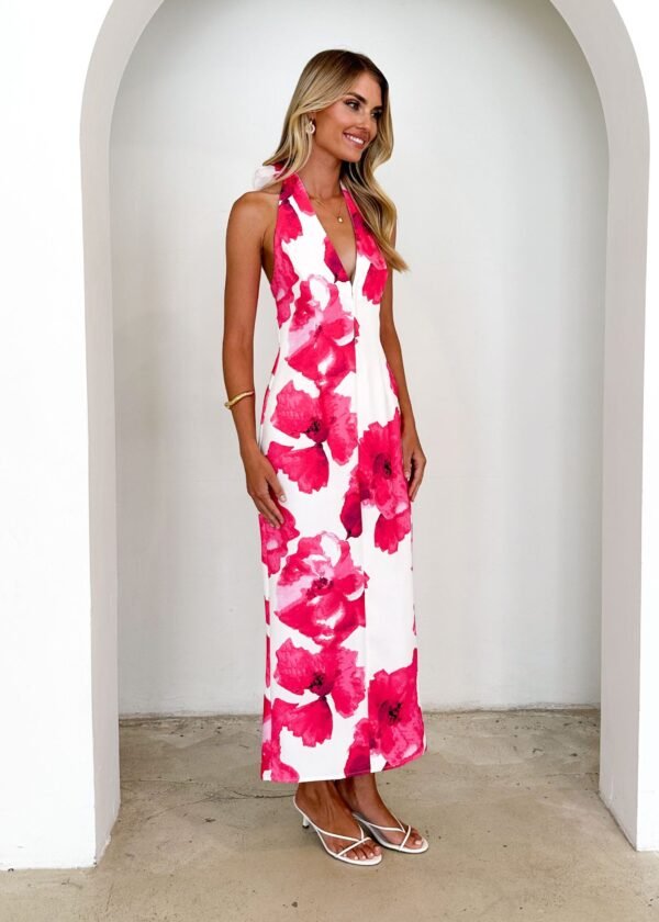 Tibetan Halter Maxi Dress - Pink Floral - Image 5