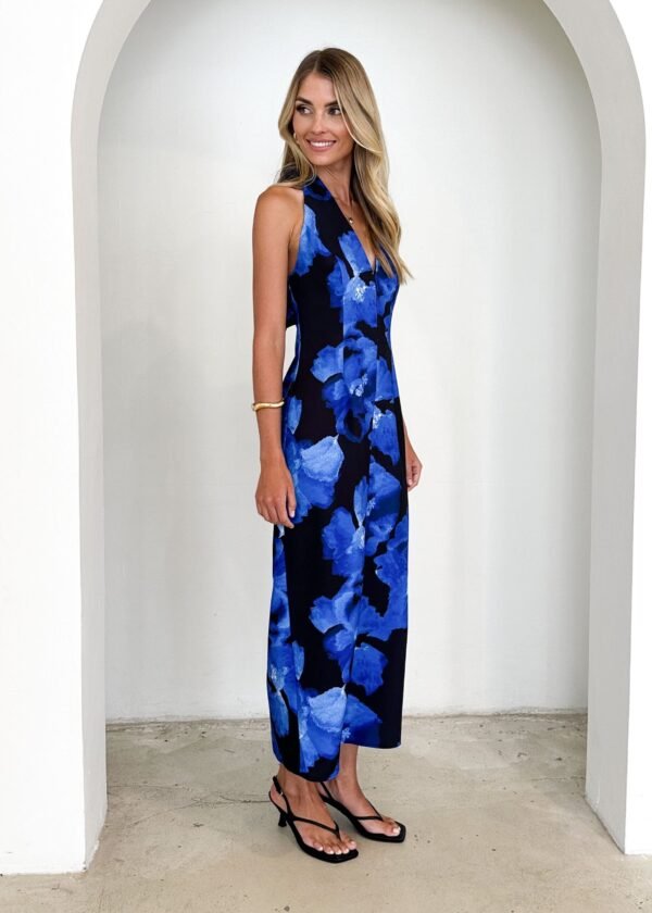 Tibetan Halter Maxi Dress - Blue Floral - Image 5