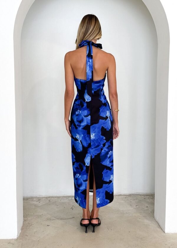 Tibetan Halter Maxi Dress - Blue Floral - Image 6