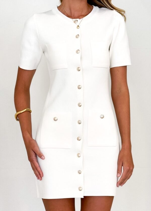 Yale Knit Dress - Off White - Image 7