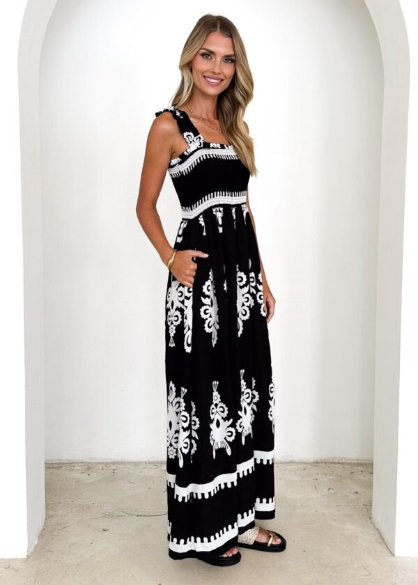 Arana Maxi Dress - Black Abstract - Image 4