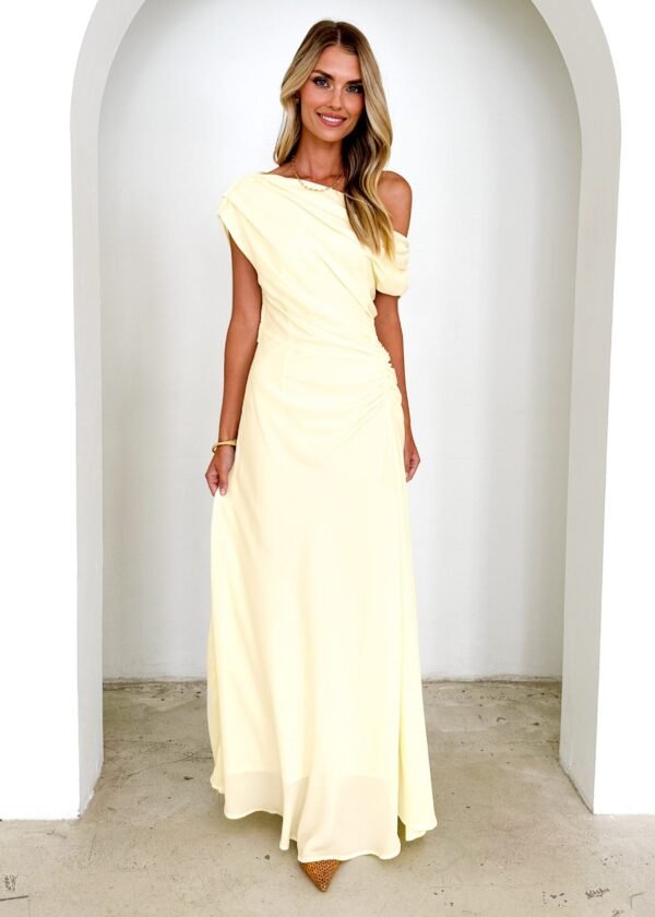 Flirtini One Shoulder Maxi Dress - Lemon - Image 3