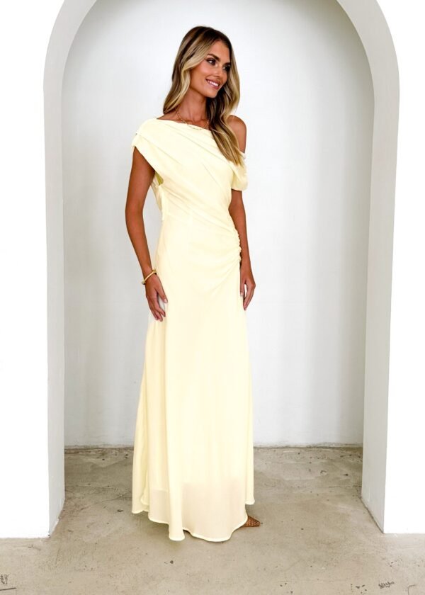 Flirtini One Shoulder Maxi Dress - Lemon - Image 4