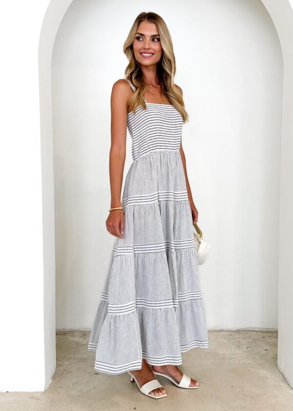 Courtland Maxi Dress - Navy Stripe - Image 4