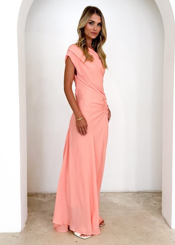 Flirtini One Shoulder Maxi Dress - Peach - Image 4