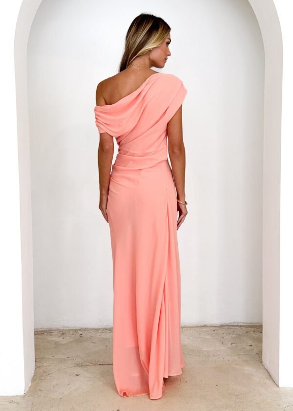 Flirtini One Shoulder Maxi Dress - Peach - Image 5