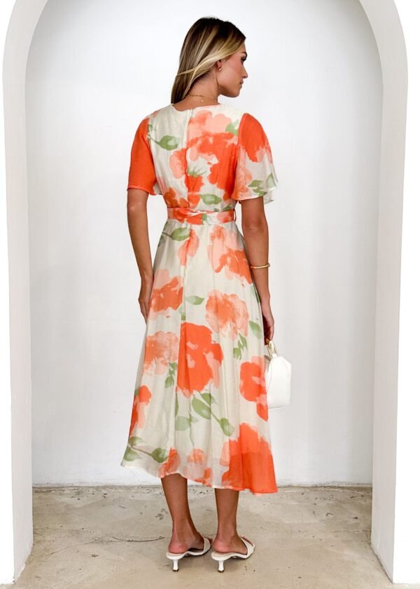 Zanzibar Midi Dress - Orange Watercolour - Image 6