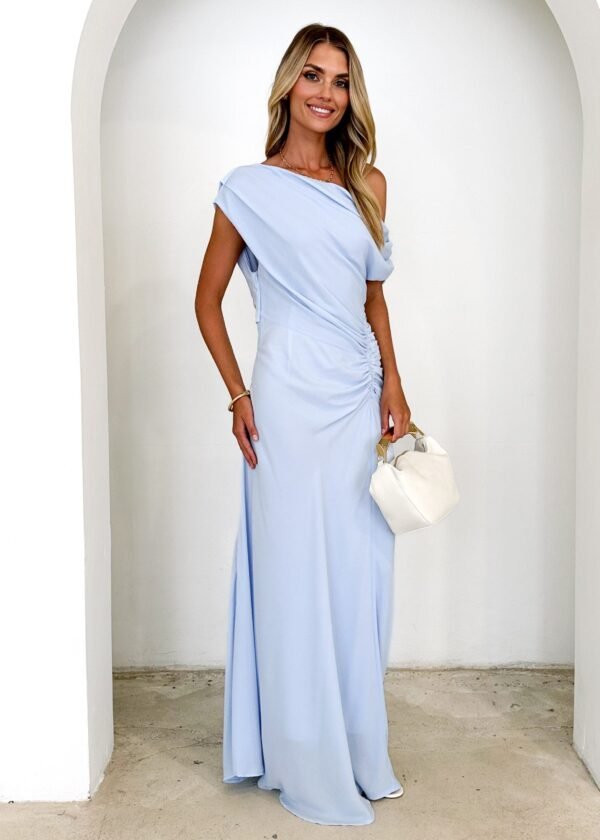 Flirtini One Shoulder Maxi Dress - Sky Blue - Image 4