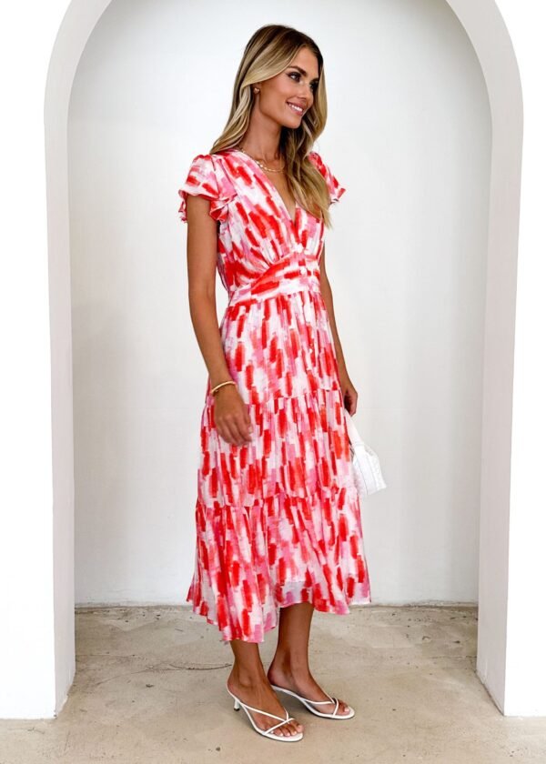 Gatsby Midi Dress - Red Splash - Image 8