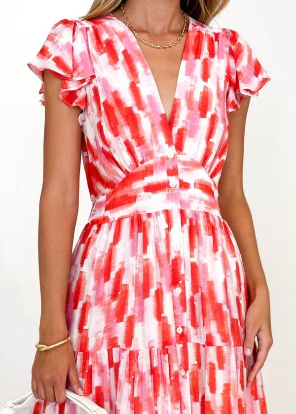 Gatsby Midi Dress - Red Splash - Image 2