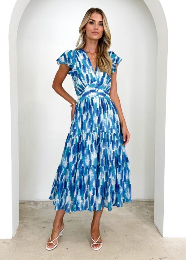 Gatsby Midi Dress - Blue Splash - Image 6