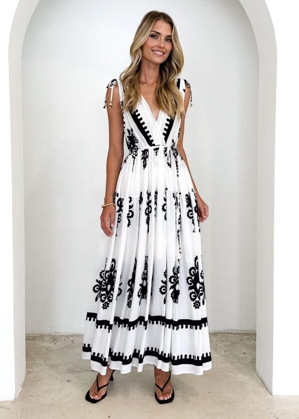 Elysium Maxi Dress - Black Abstract - Image 3