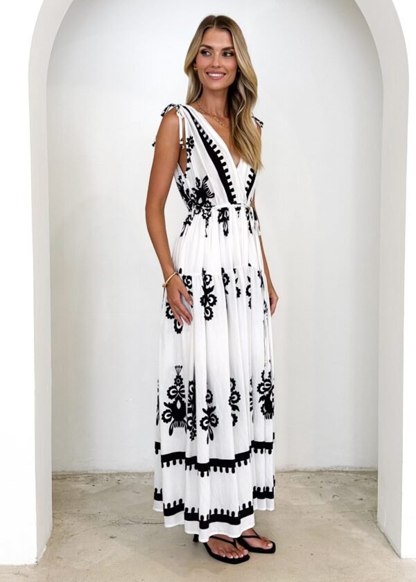 Elysium Maxi Dress - Black Abstract - Image 5