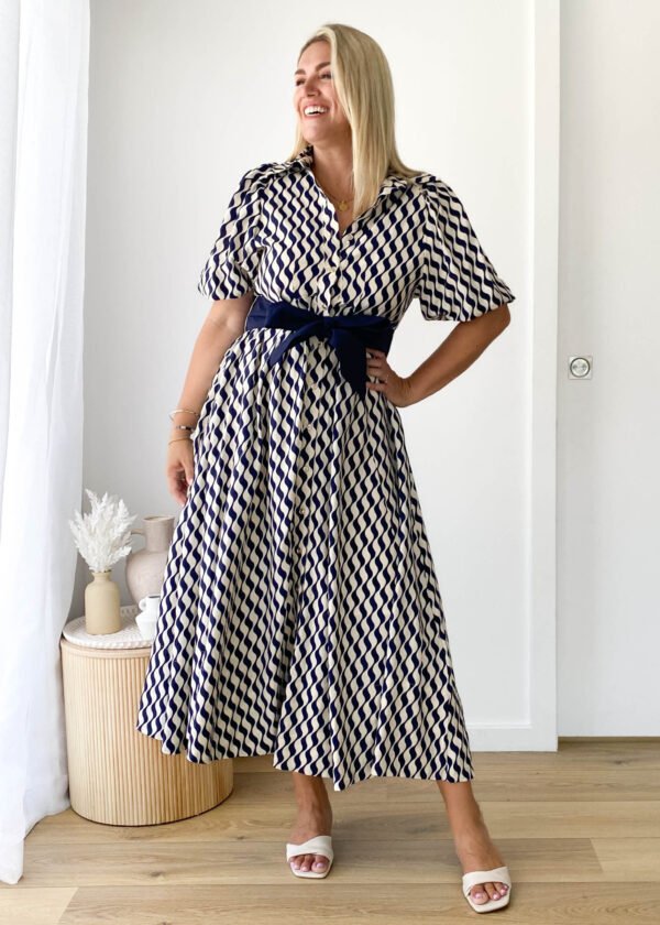 Brunswick Midi Dress - Navy Wave - Image 5