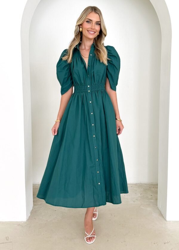 Ariana Midi Dress - Emerald - Image 3