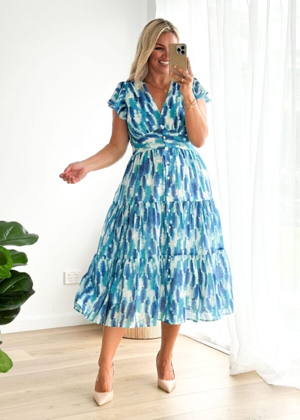 Gatsby Midi Dress - Blue Splash - Image 3