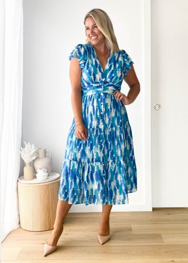 Gatsby Midi Dress - Blue Splash - Image 5